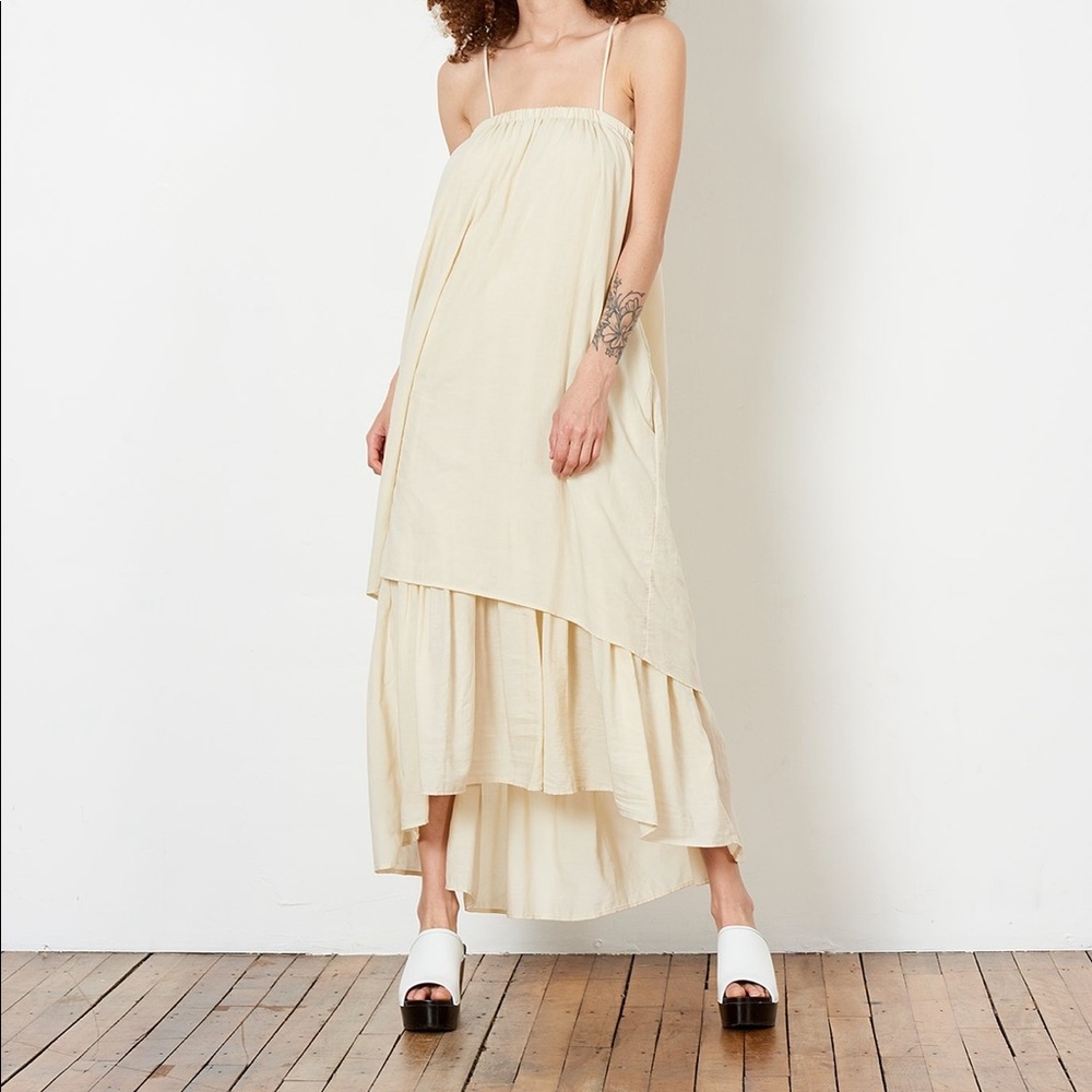 Black crane double cami dress.